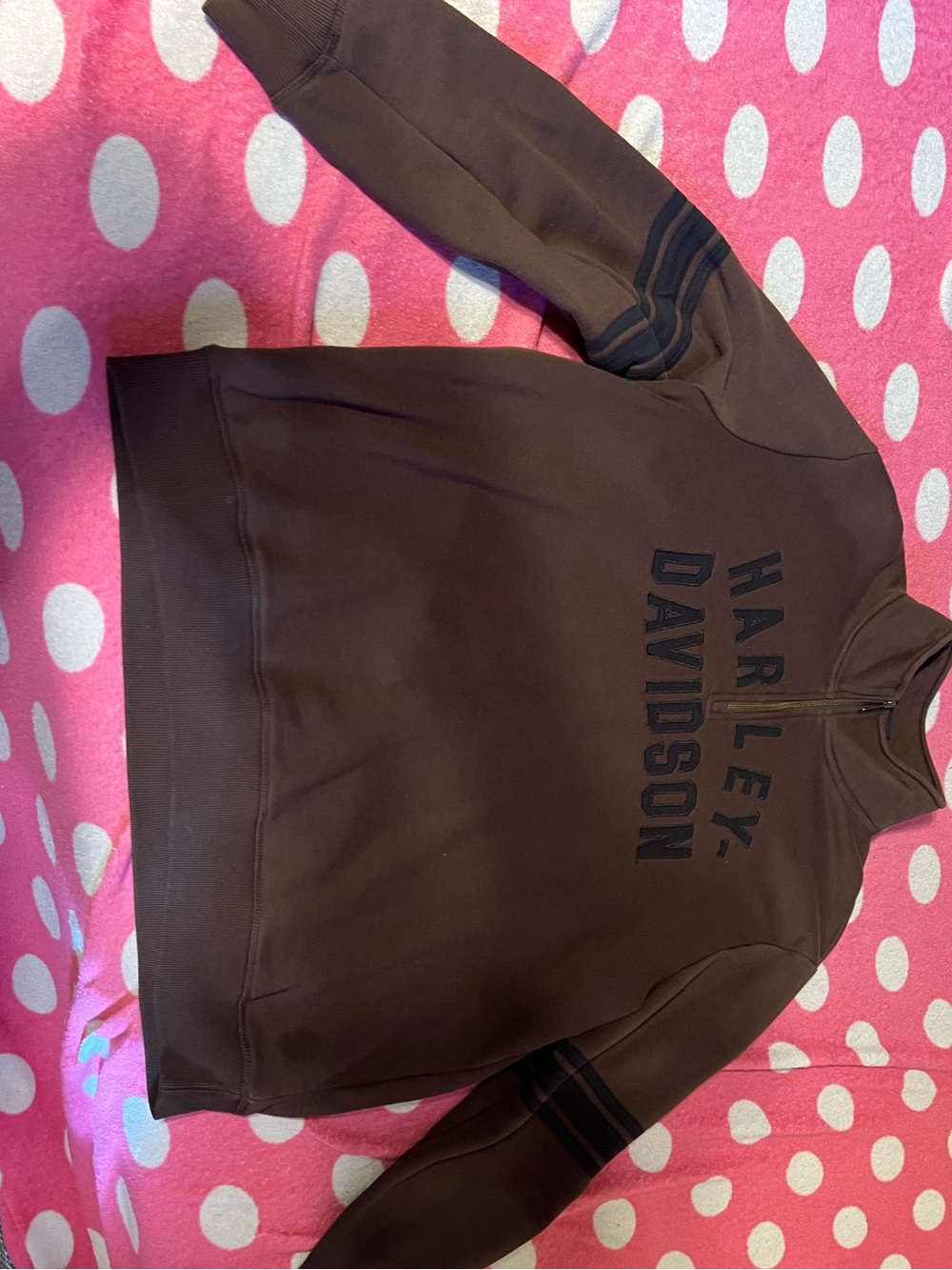 Harley-Davidson Brown Zip-Neck Sweatshirt with Logo Tag